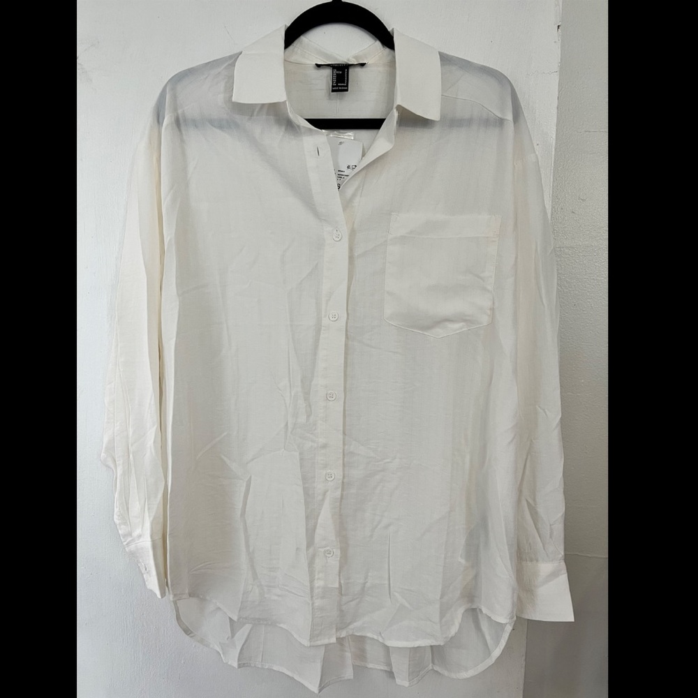 NWT White Button Down Shirt Lightweight Top